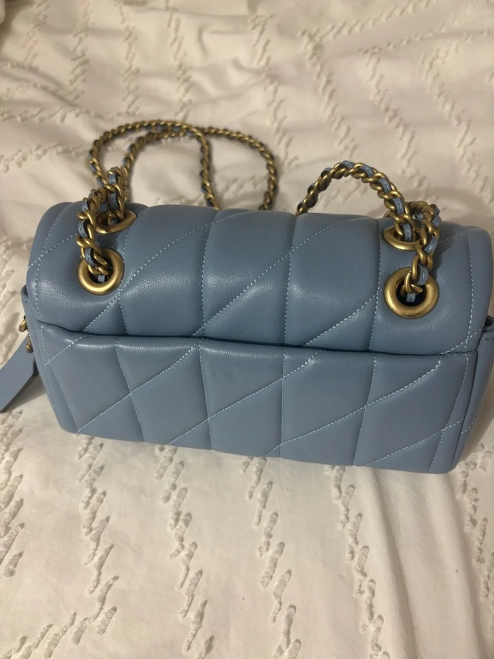 Coach quilted Tabby 20 Shoulder Bag in bluebell with Gold Hardware